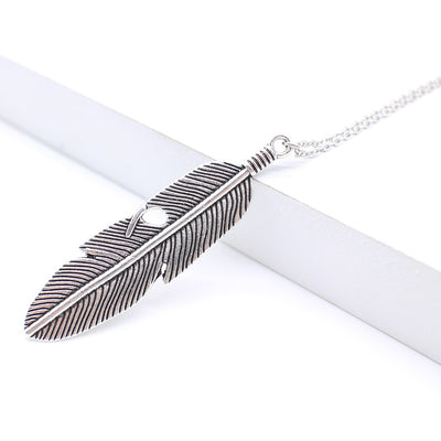 Simple feather necklace leaves long sweater chain clothing