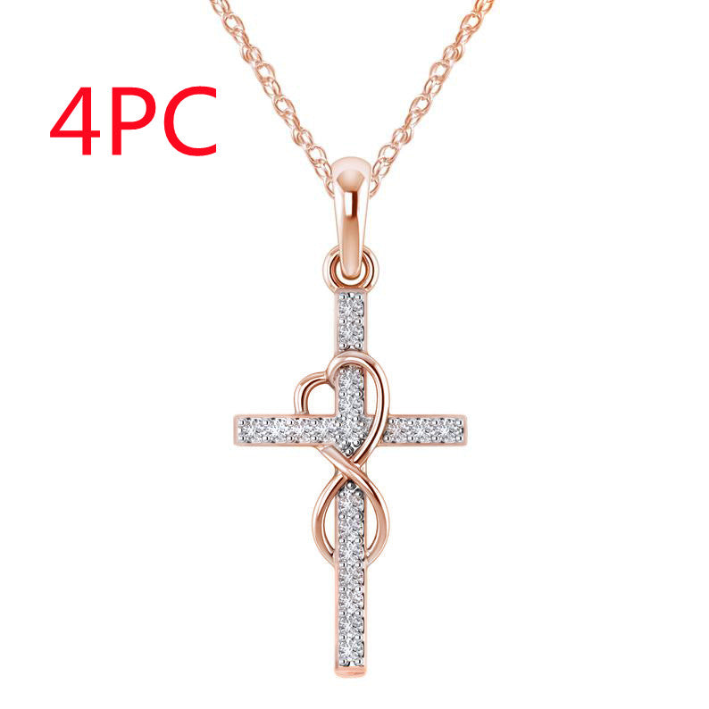 Alloy Pendant With Diamond And Eight-character Cross